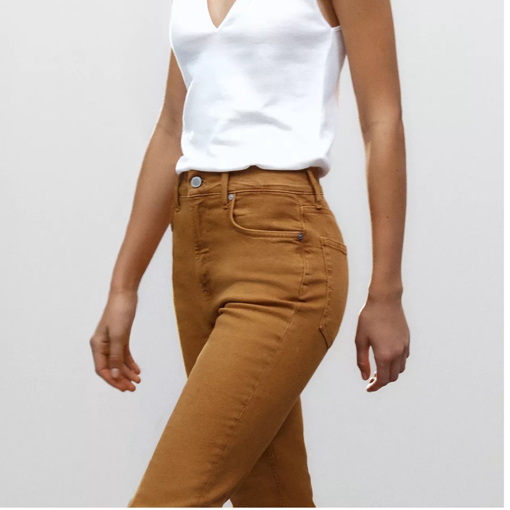 Zara Women's High Rise Bootcut Brown Cropped Flare Jeans Size 10 - Picture 2 of 12